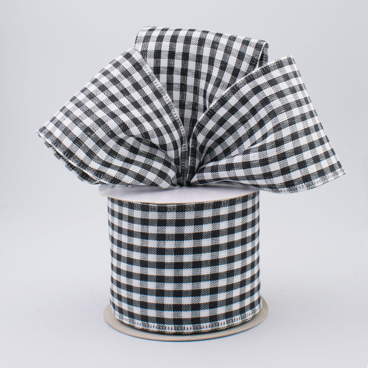 2.5" Gingham Check Wired Ribbon: Black & White (10 Yards) Lifestyle Photo