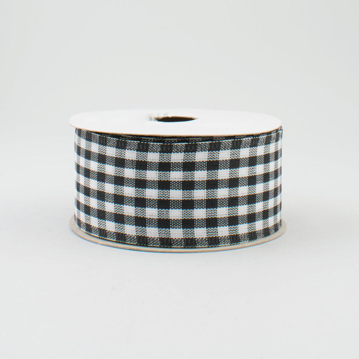 1.5" Gingham Check Wired Ribbon: Black & White (10 Yards)