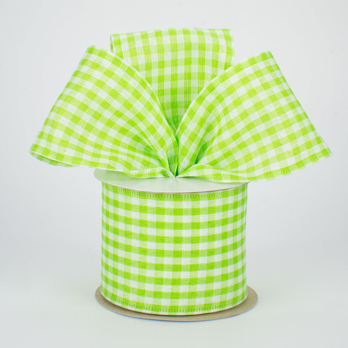 2.5" Gingham Check Wired Ribbon: Fresh Green & White (10 Yards) Lifestyle Photo