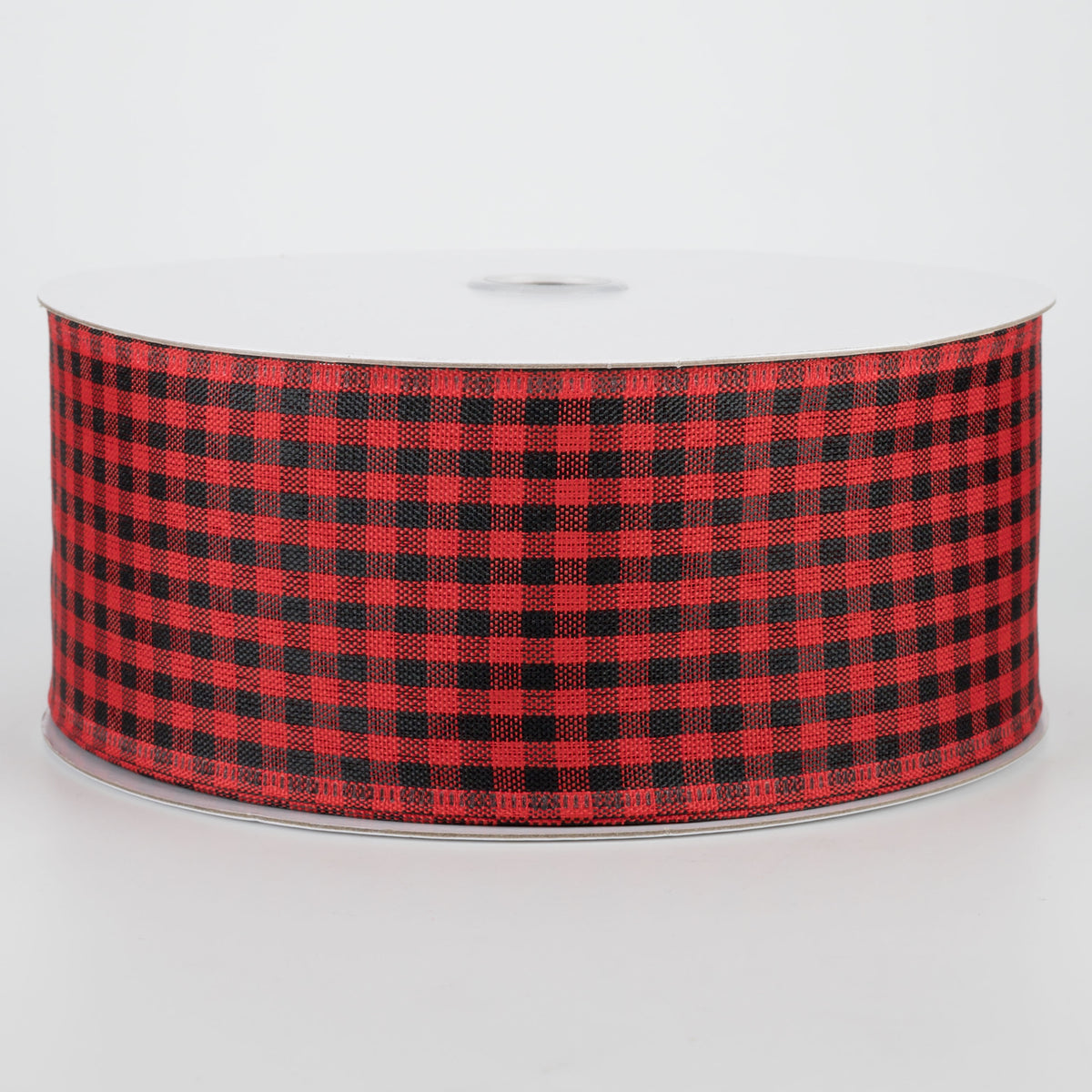 2.5" Gingham Check Wired Ribbon: Red & Black (50 Yards)