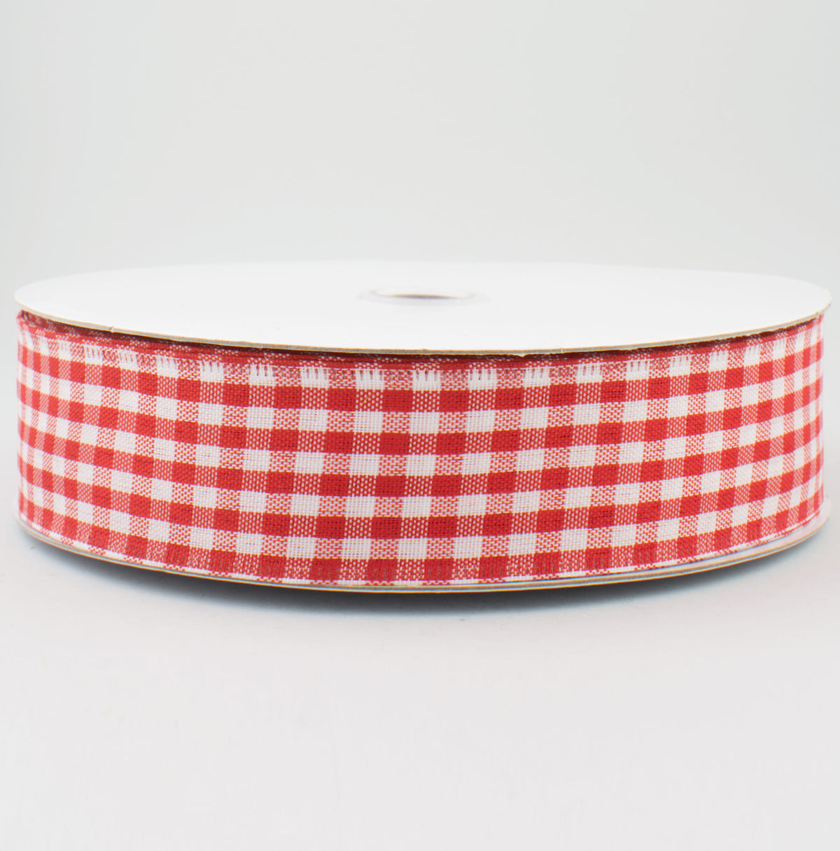 1.5" Gingham Check Wired Ribbon: Red & White (50 Yards)