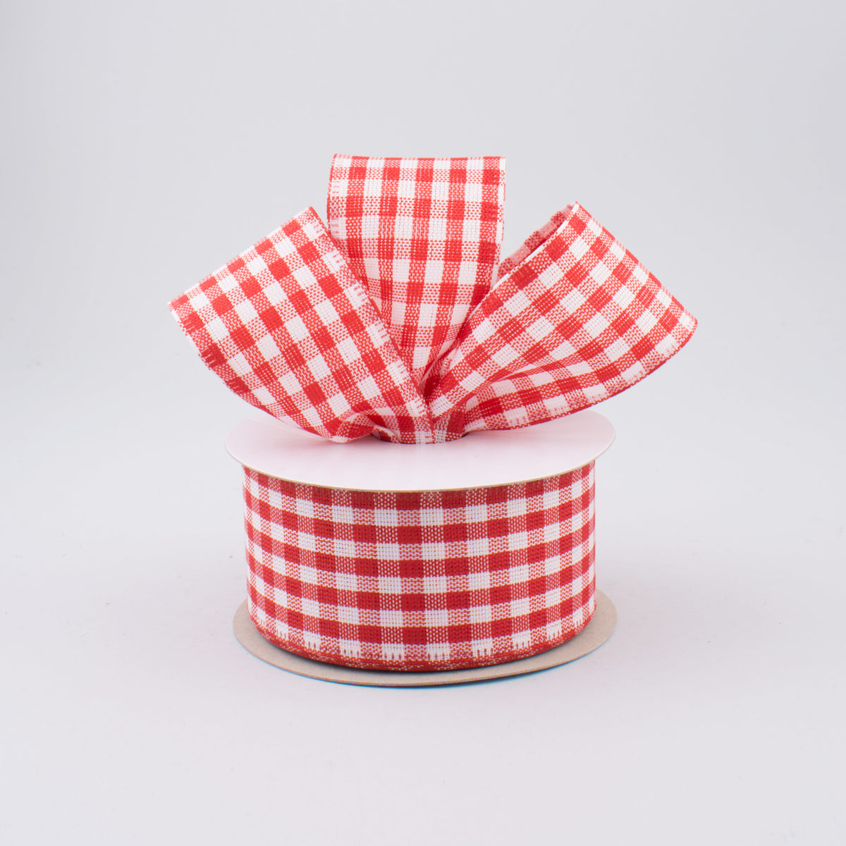 1.5" Gingham Check Wired Ribbon: Red & White (10 Yards) Lifestyle Photo