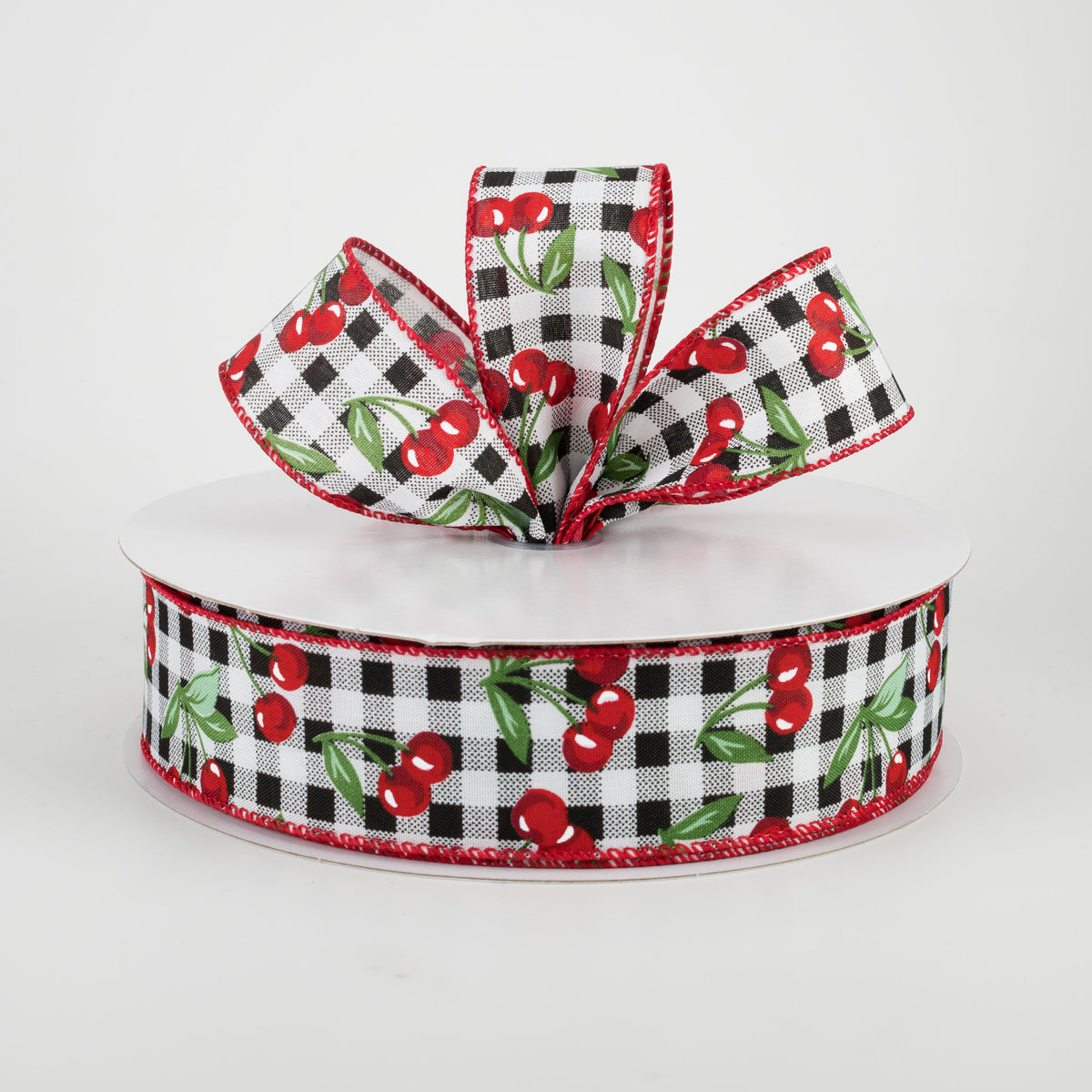 1.5" Gingham Cherries Ribbon (50 Yards) Lifestyle Photo