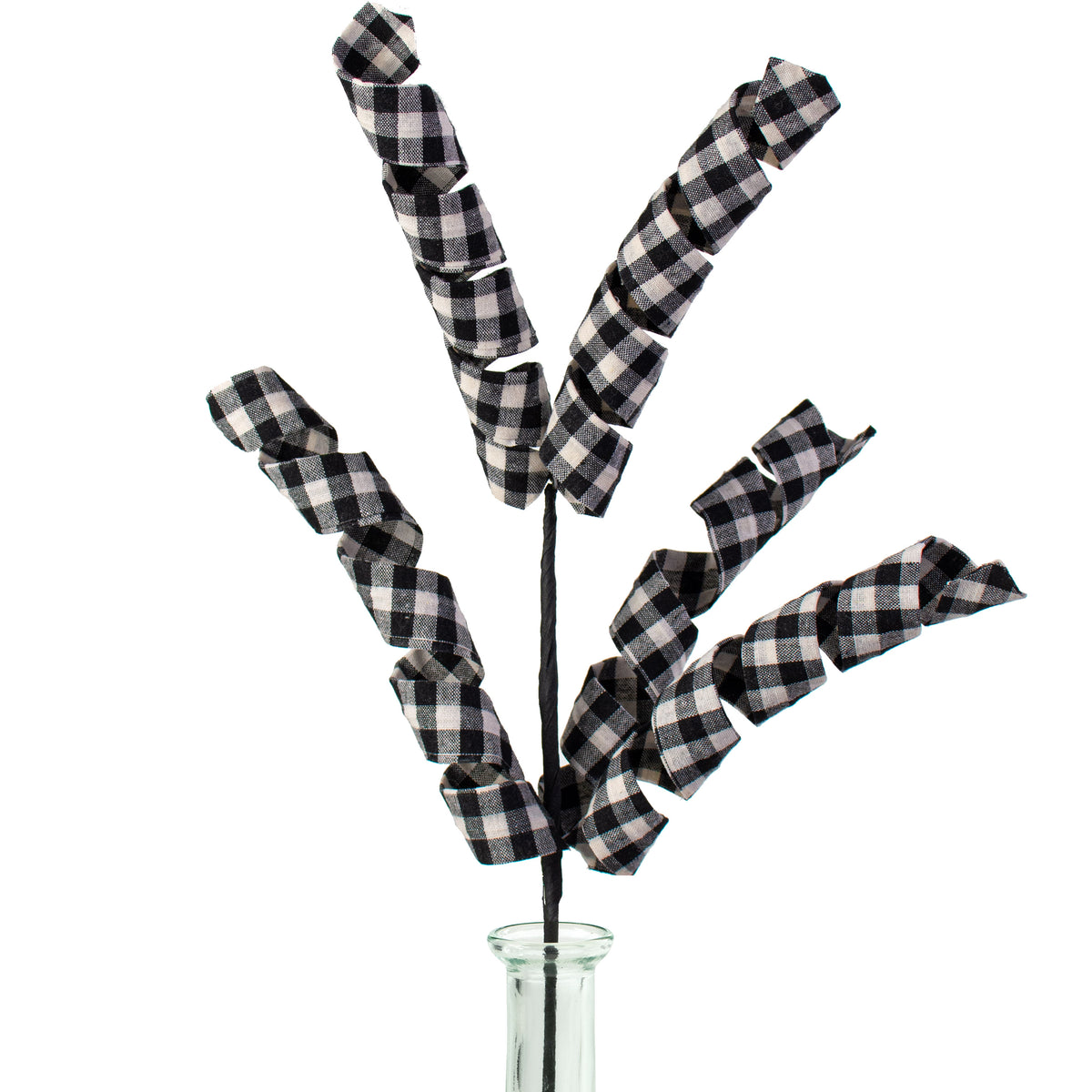 30" Gingham Curly Spray: Black & Off White Item Number: 84172BKWT