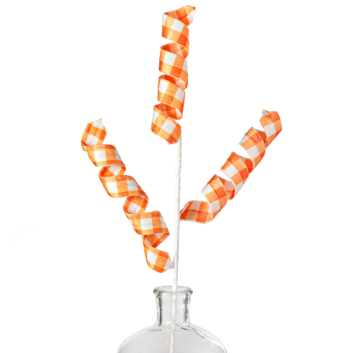 24" Gingham Curly Spray: Orange Item Number: 63423OR