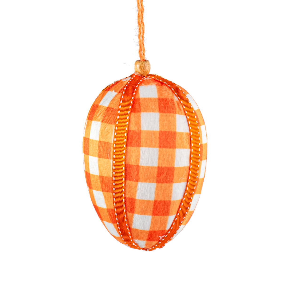 6" Gingham Egg Ornament: Orange Item Number: 63445OR