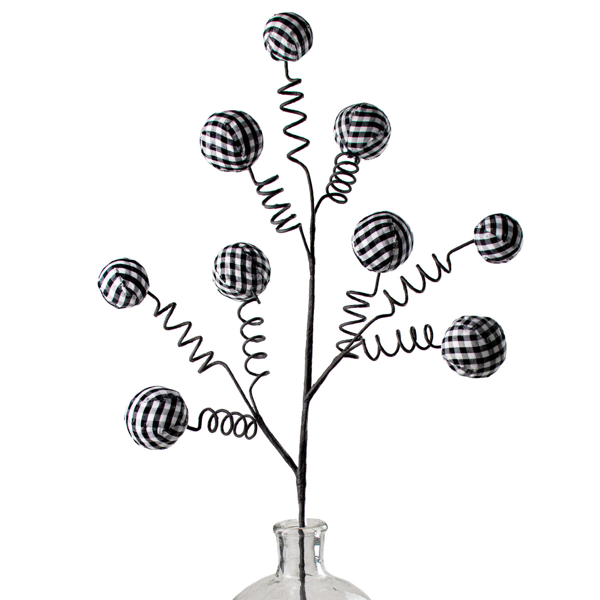 28" Gingham Fabric Ball Spray: Black & White Item Number: 62958BKWT