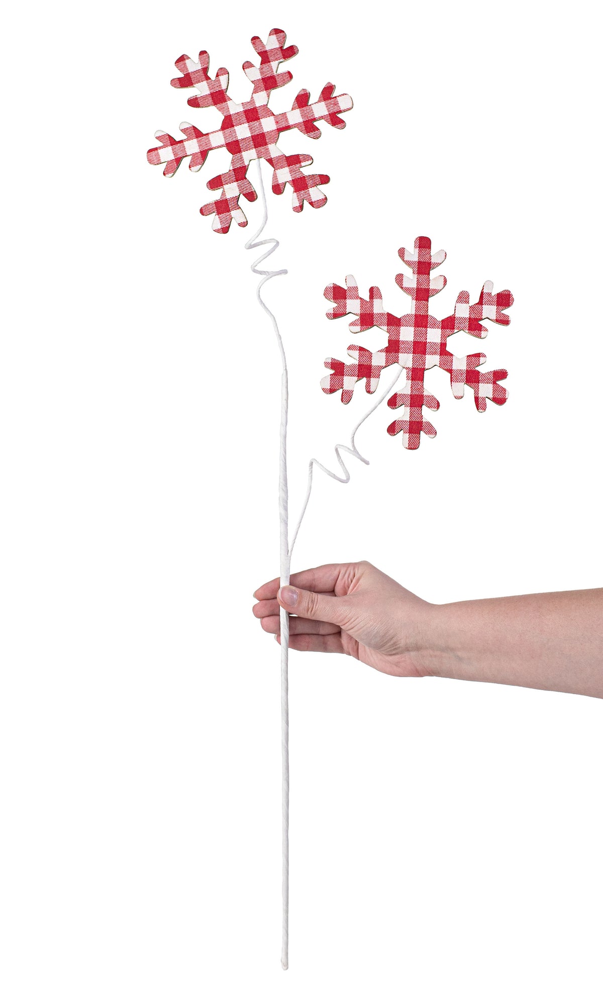 28" Gingham Snowflake Spray: Red & White detail photo 3
