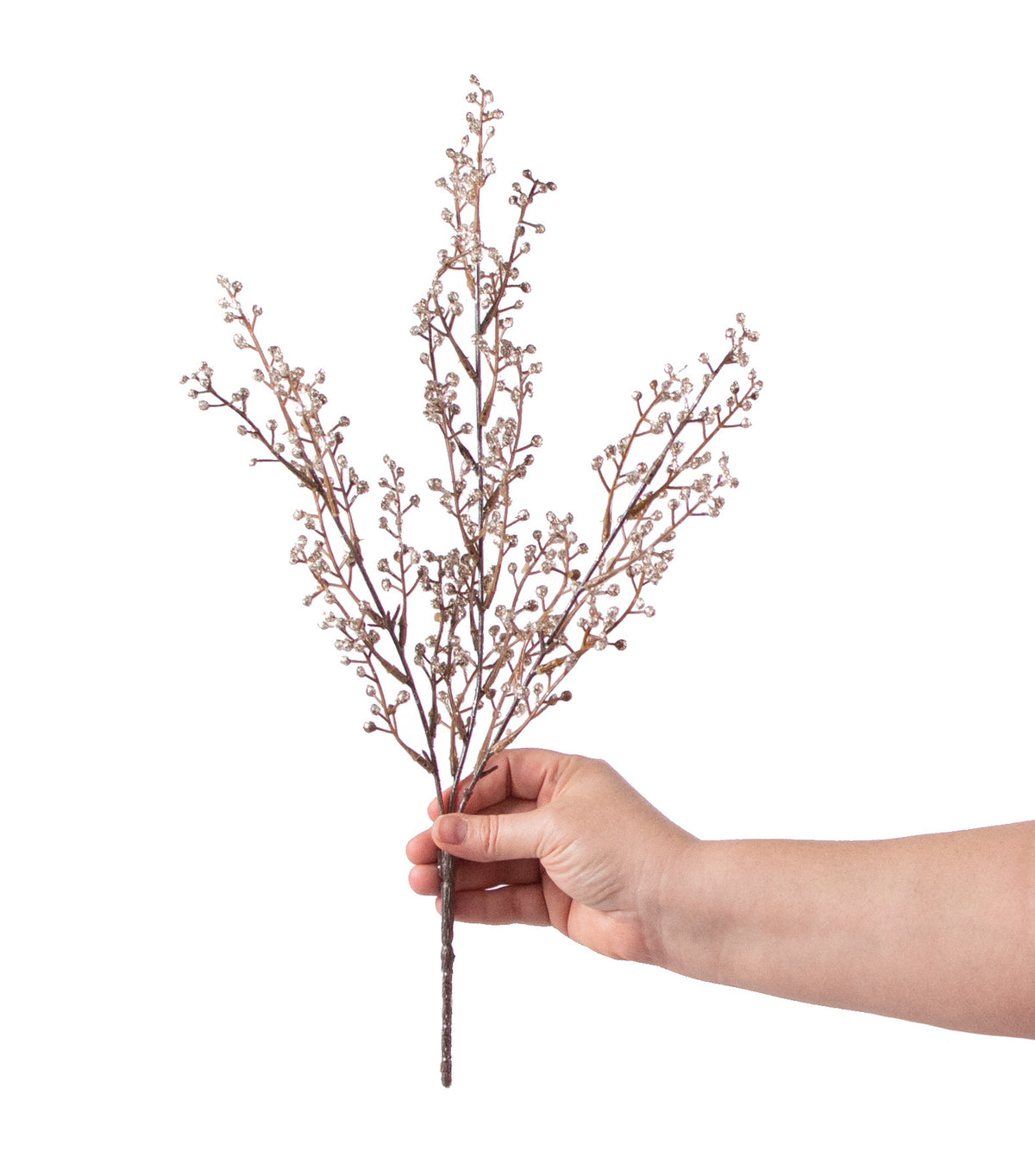 18" Glitter Berry Stem: Champagne detail photo 3