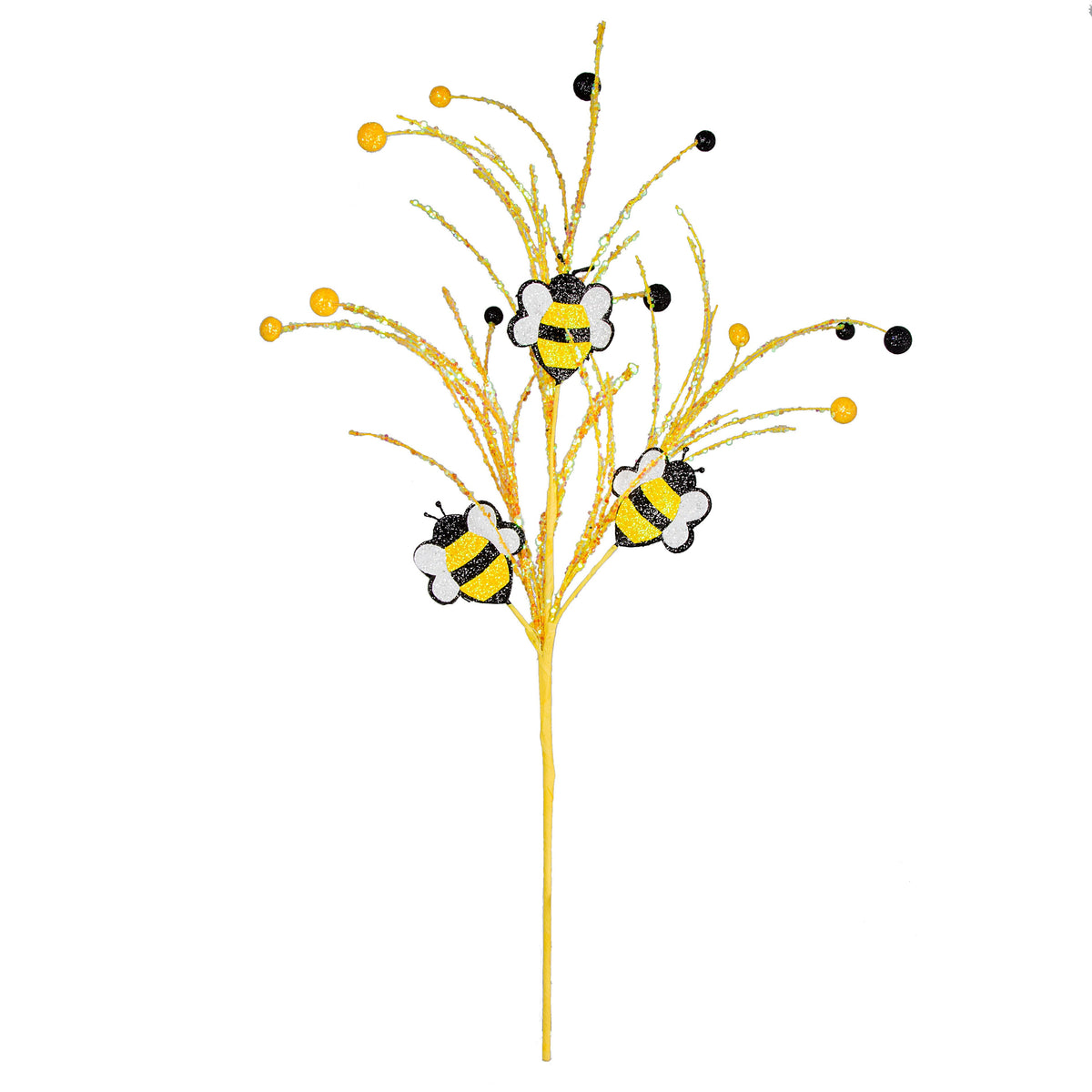 28" Glitter Bumble Bee Ball Spray: Yellow, Black & White detail photo 4