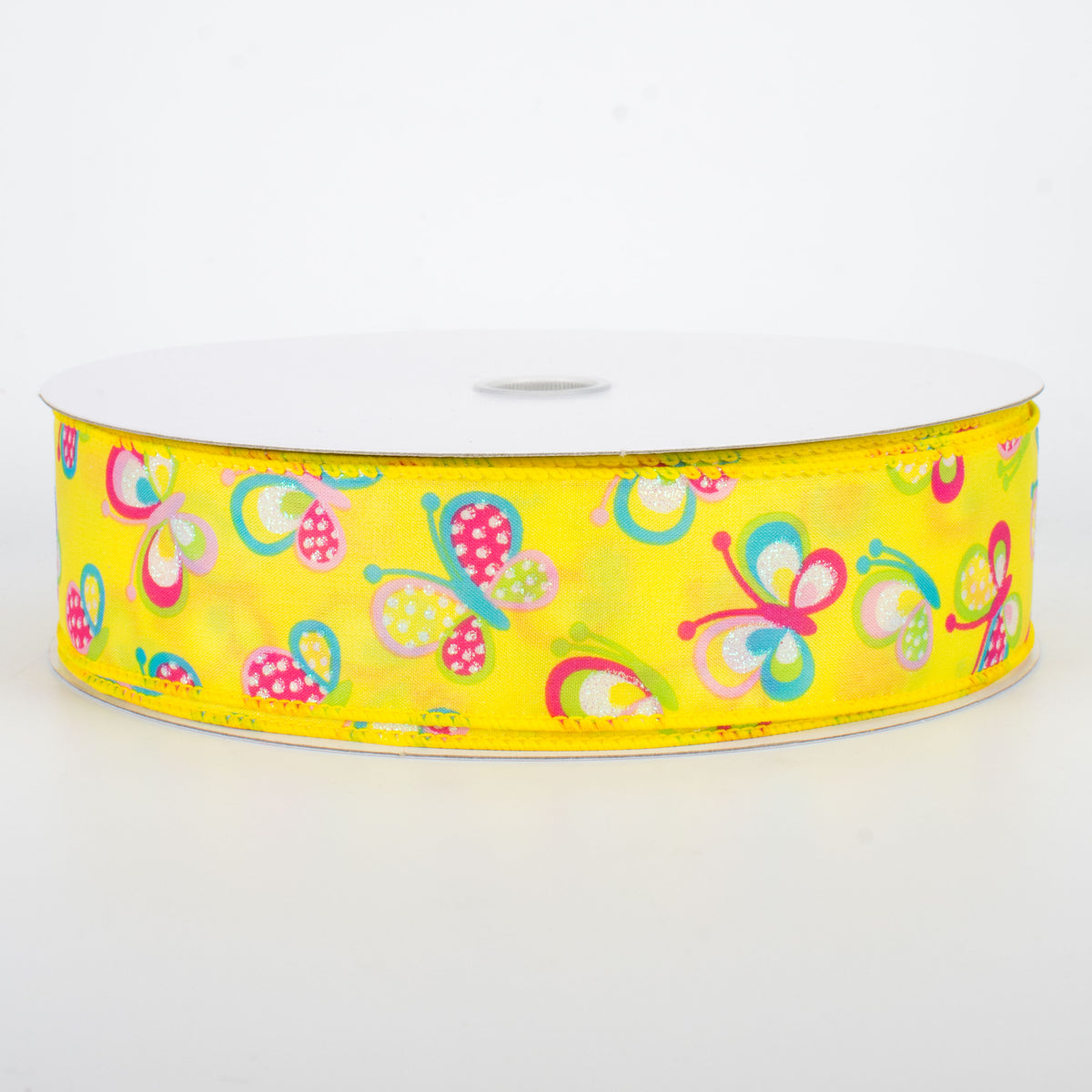1.5" Glitter Butterfly Ribbon: Yellow (50 Yards) Item Number: Q501809-561