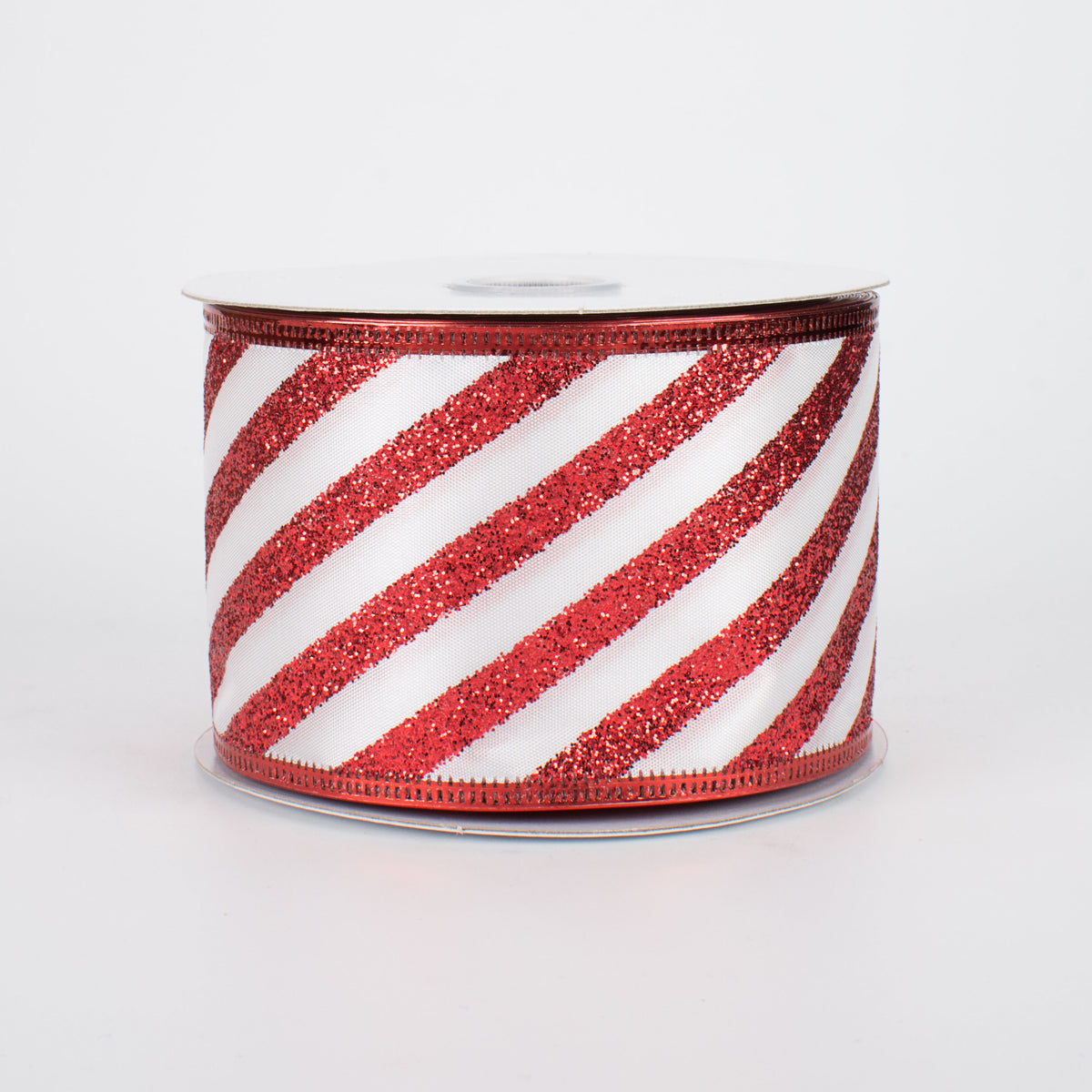 2.5" Glitter Candy Cane Stripe Ribbon (10 Yards)