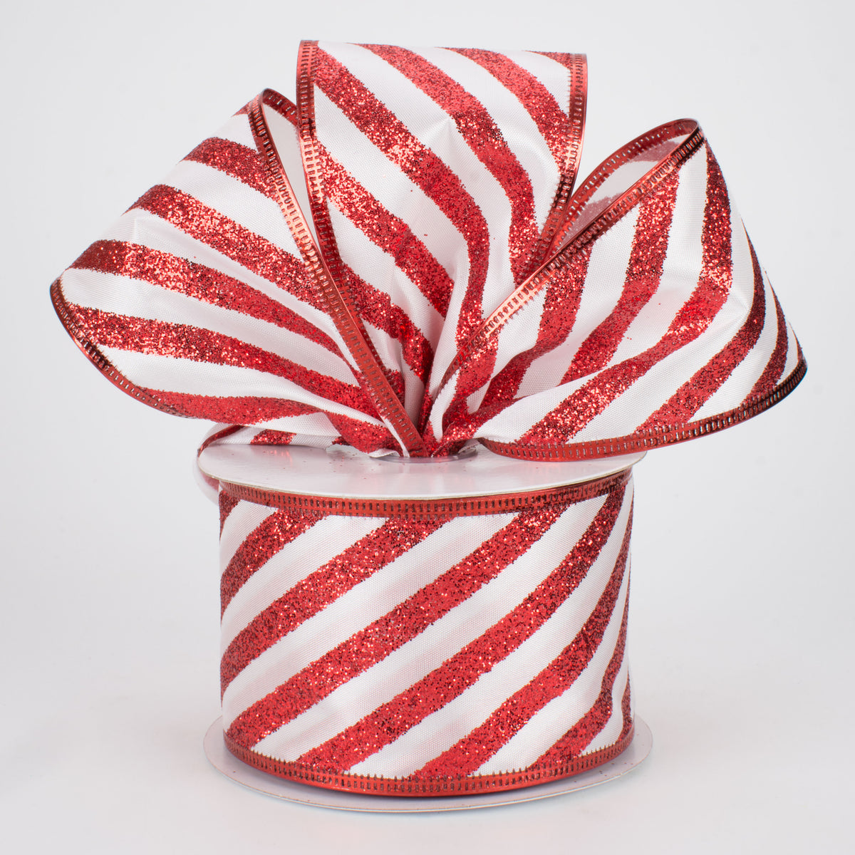 2.5" Glitter Candy Cane Stripe Ribbon (10 Yards) Lifestyle Photo
