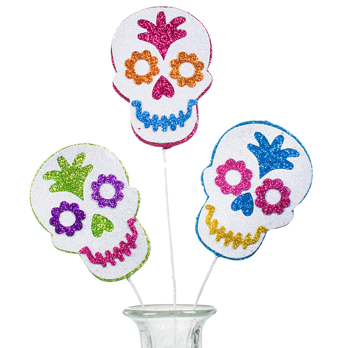 17" Glitter Day of the Dead Pick (Set of 3) Item Number: HH1184