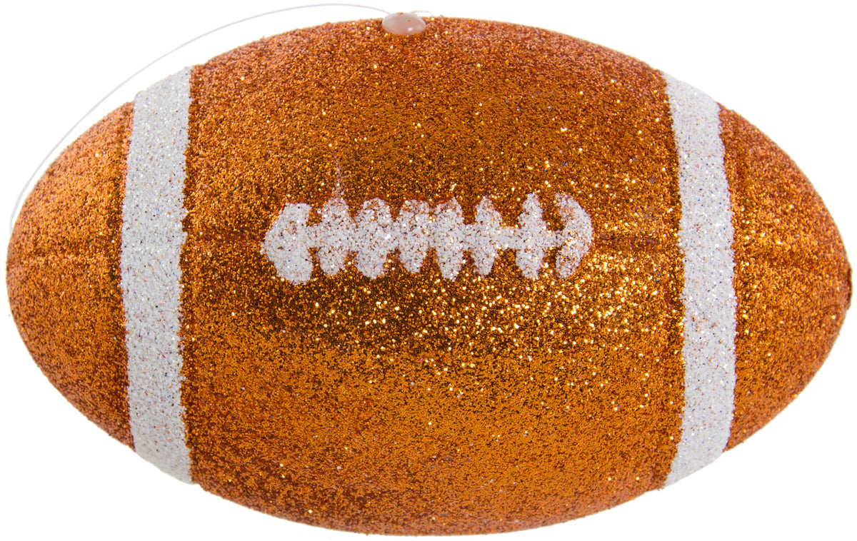 Glitter Football Ornament Assortment: Burnt Orange & White (Set of 3) Lifestyle Photo