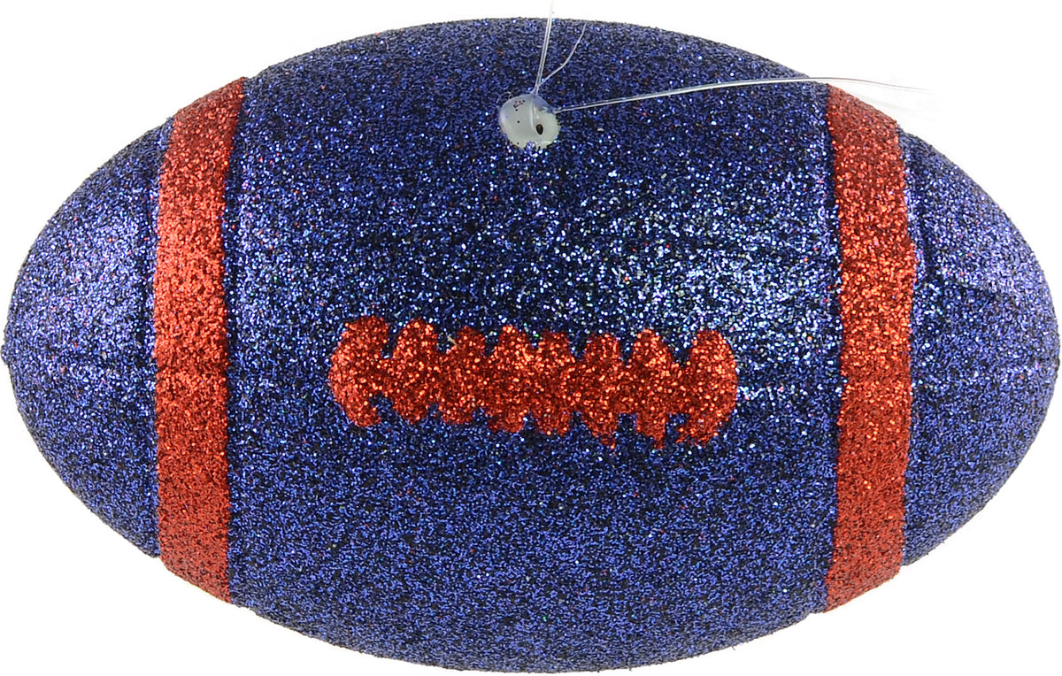 Glitter Football Ornament Assortment: Red & Navy Blue (Set of 3) Lifestyle Photo