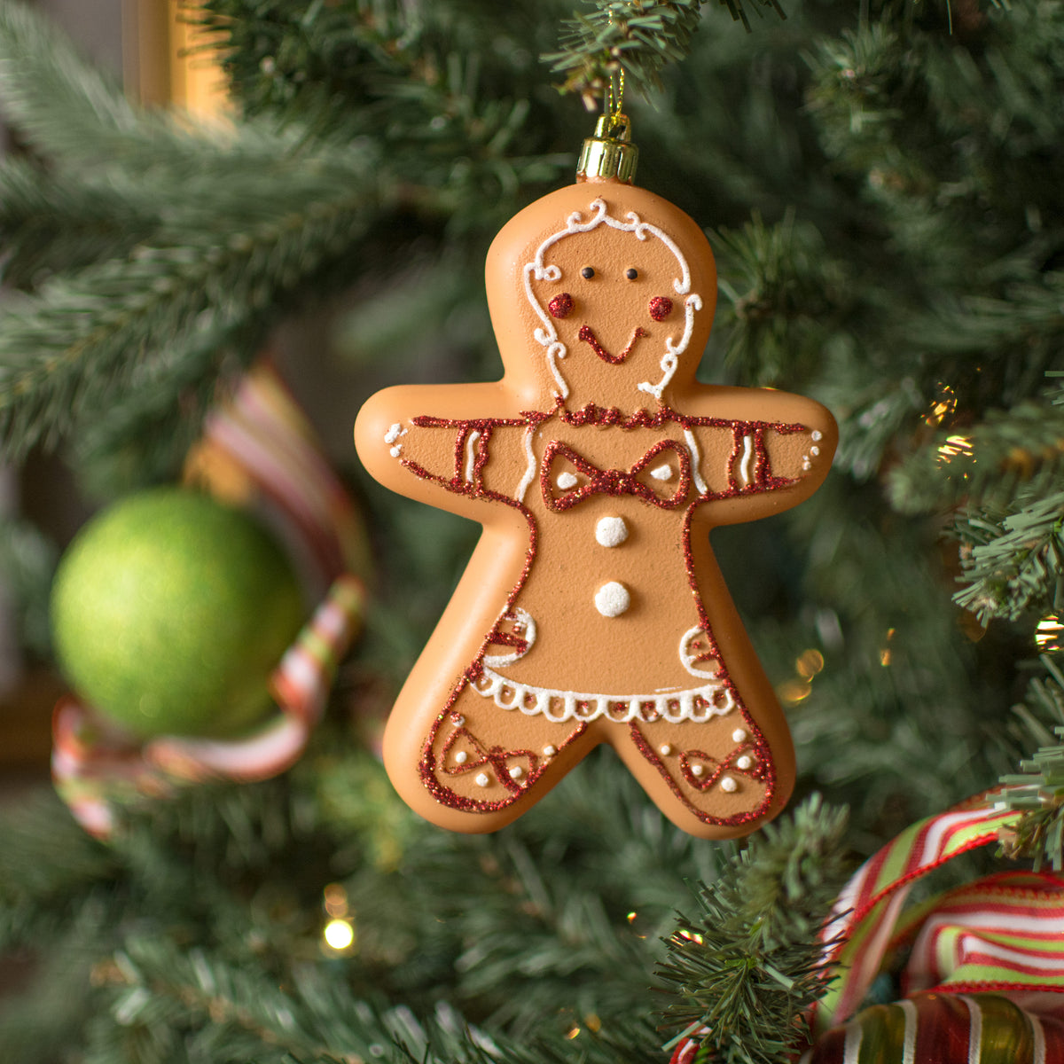 6" Glitter Gingerbread Ornament Lifestyle Photo