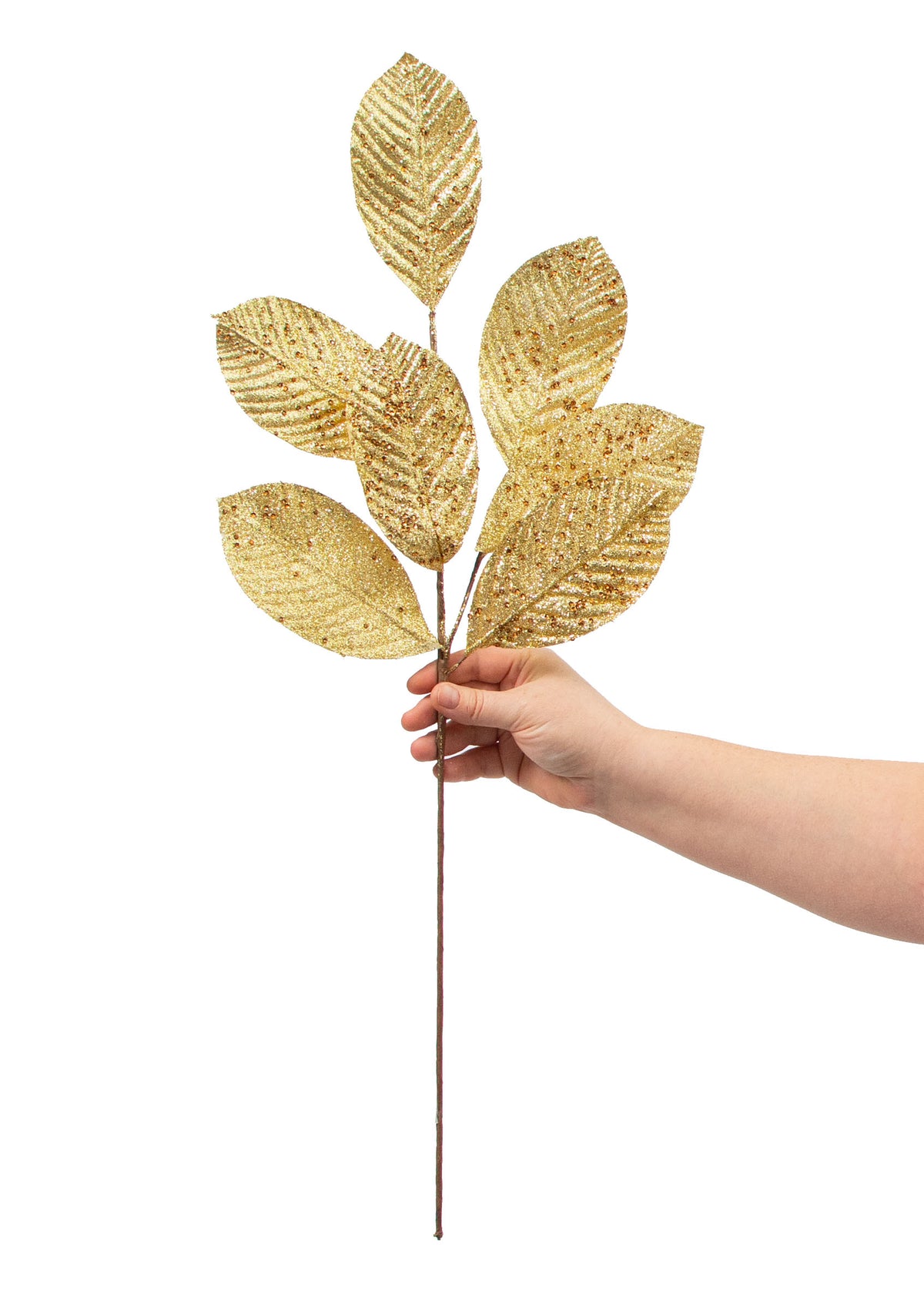 27" Glitter Leaf Spray: Gold detail photo 3