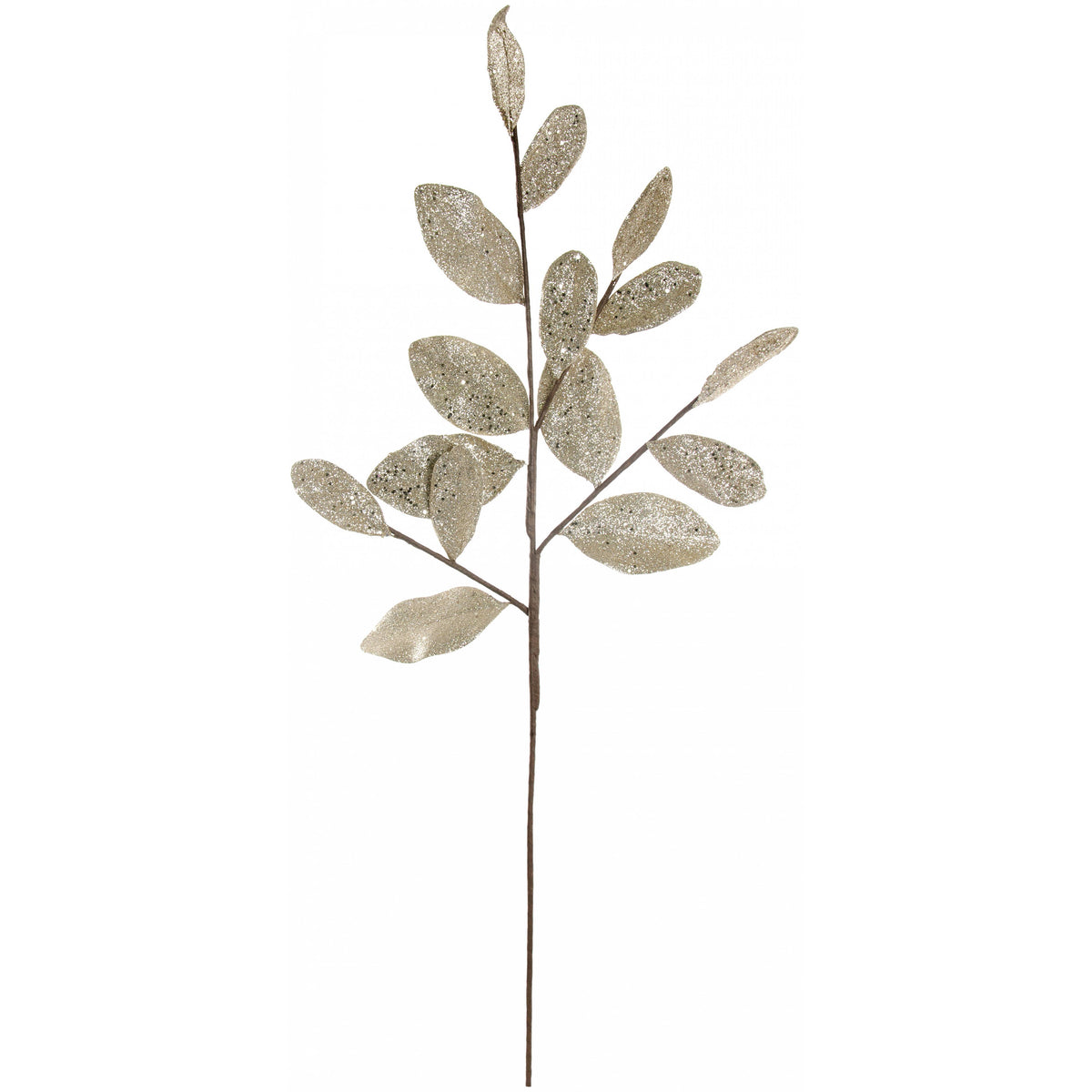 36" Glitter Magnolia Leaf Spray: Metallic Platinum Silver Item Number: ISB17784