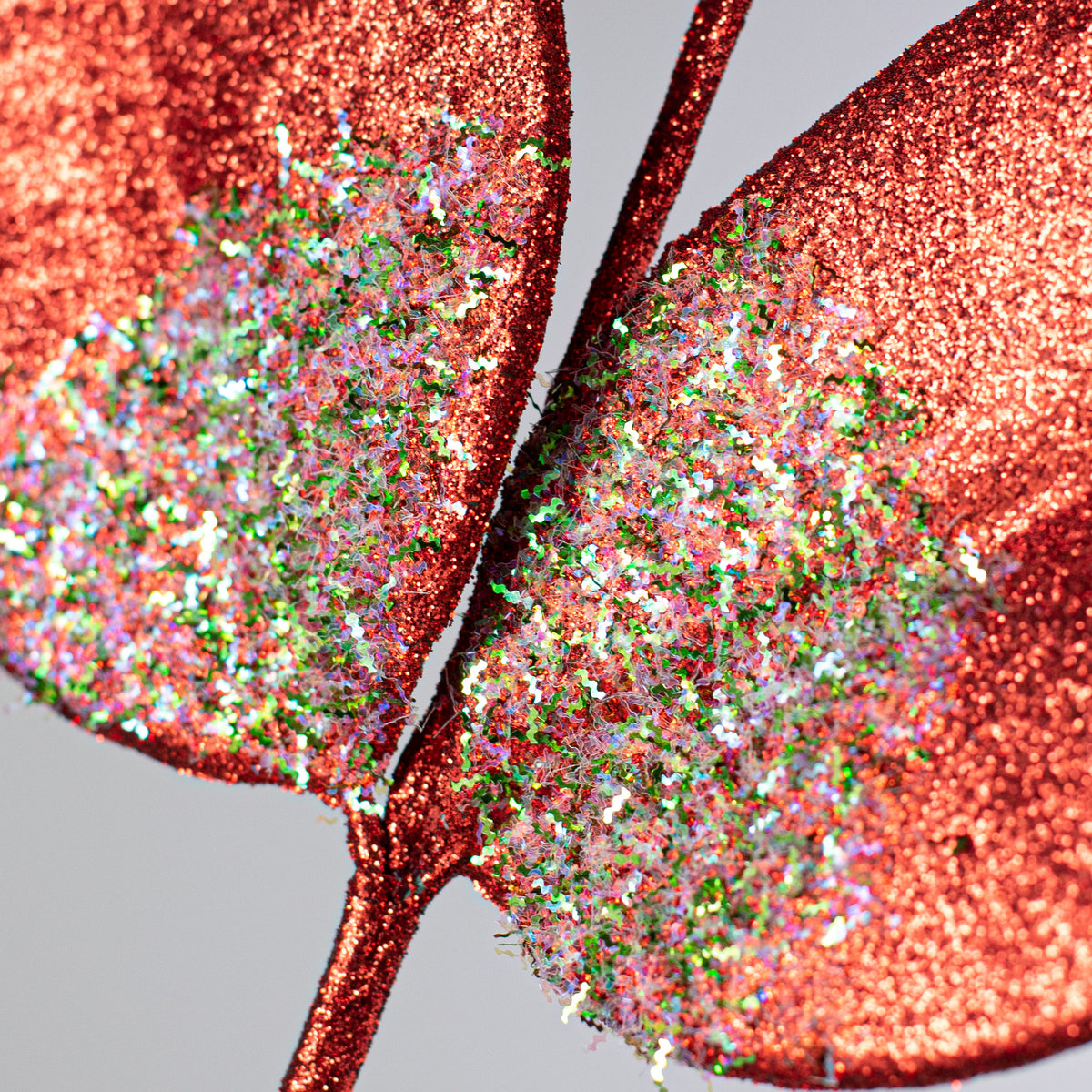 18" Glitter Magnolia Leaves Spray: Red Lifestyle Photo