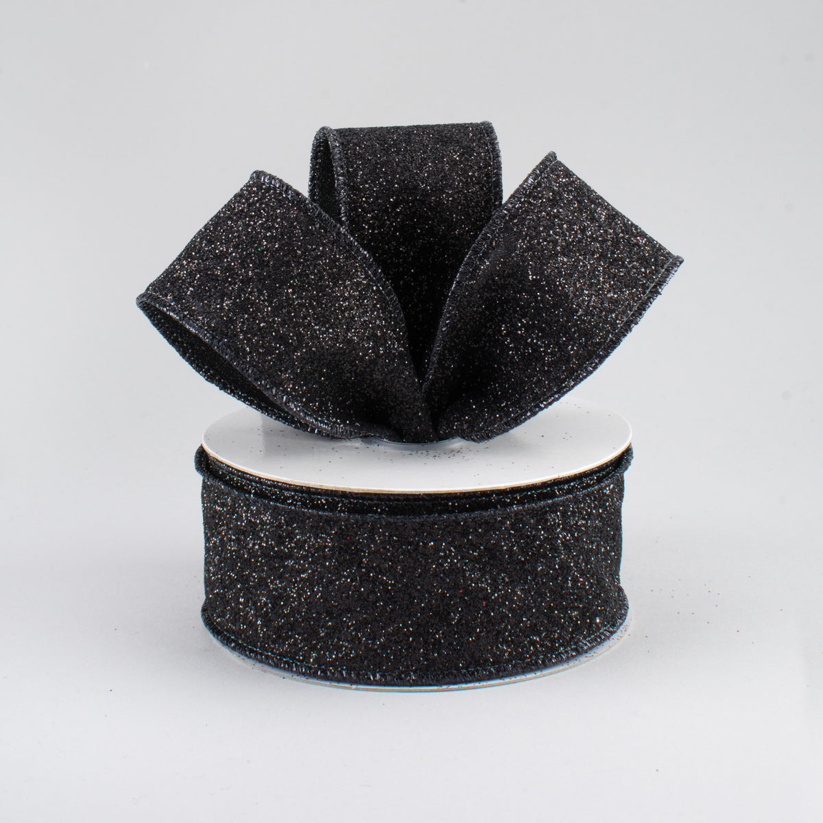 1.5" Glitter On Fabric Ribbon: Black (10 Yards) Lifestyle Photo