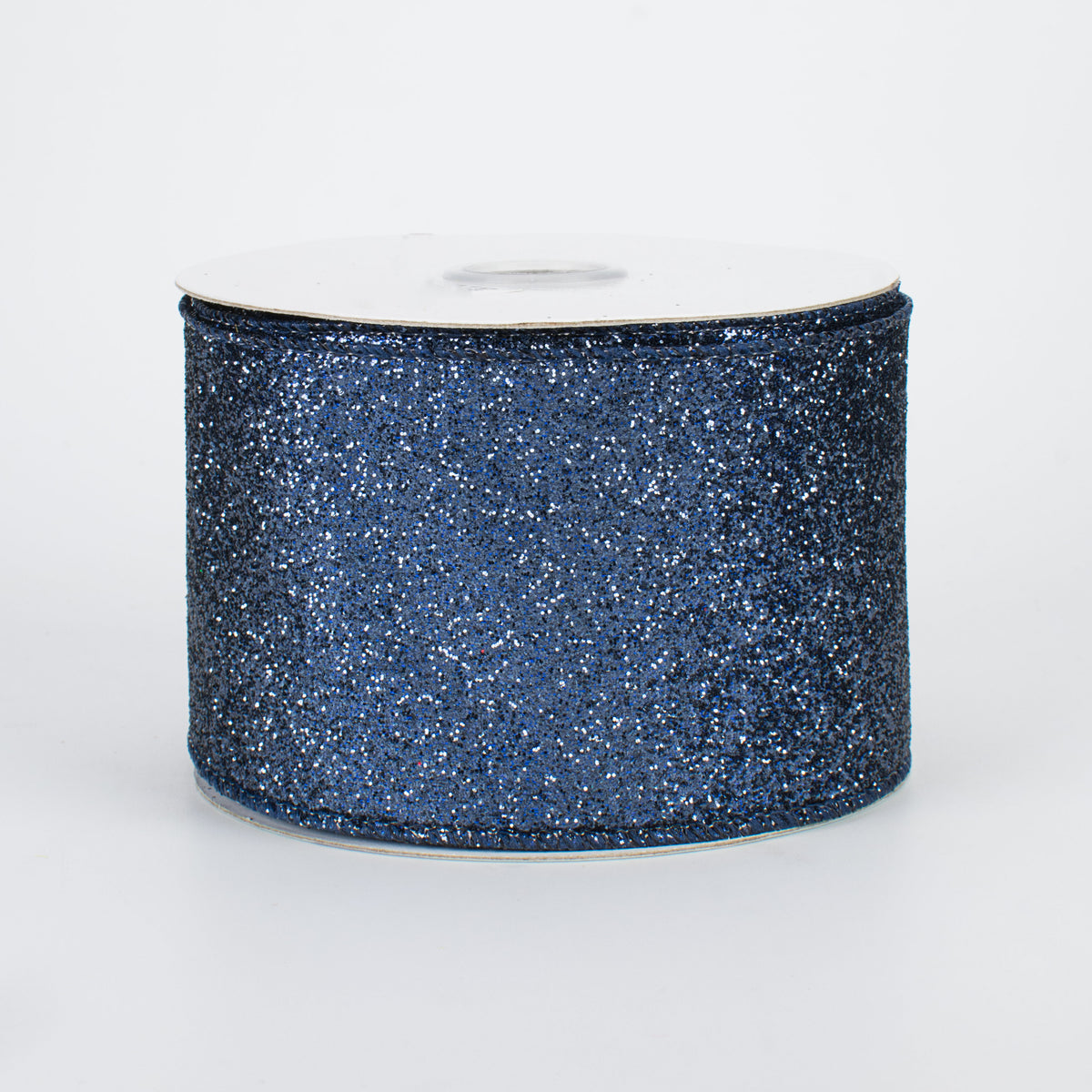 2.5" Glitter On Metallic Ribbon: Navy Blue (10 Yards)