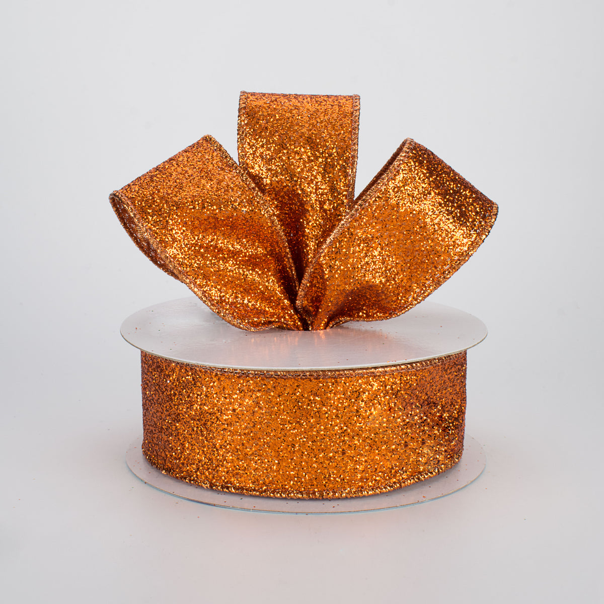 1.5" Glitter On Metallic Ribbon: Orange (10 Yards) Lifestyle Photo