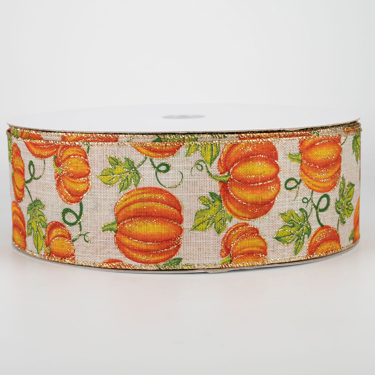 2.5" Glitter Orange Pumpkin Ribbon: Natural (50 Yards)