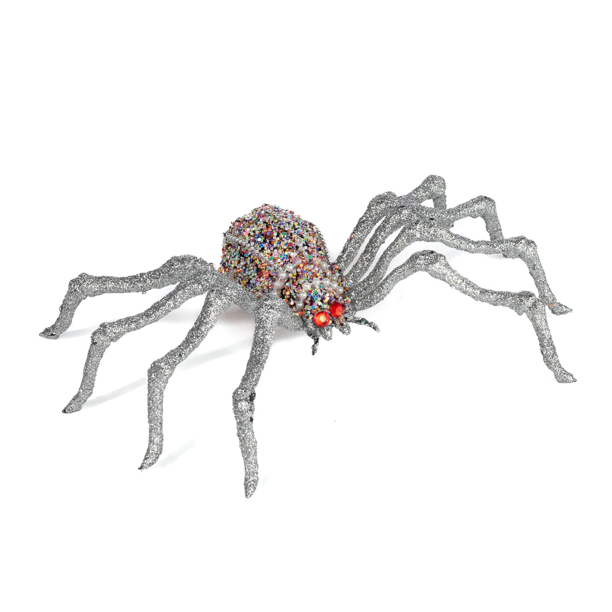 5.75" Glitter, Pearl & Bead Spider: Silver detail photo 3