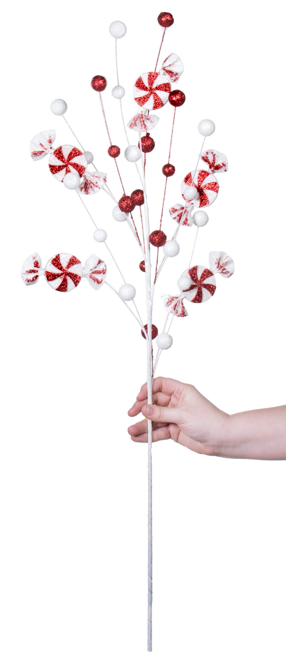 33" Glitter Peppermint Candy Spray Lifestyle Photo