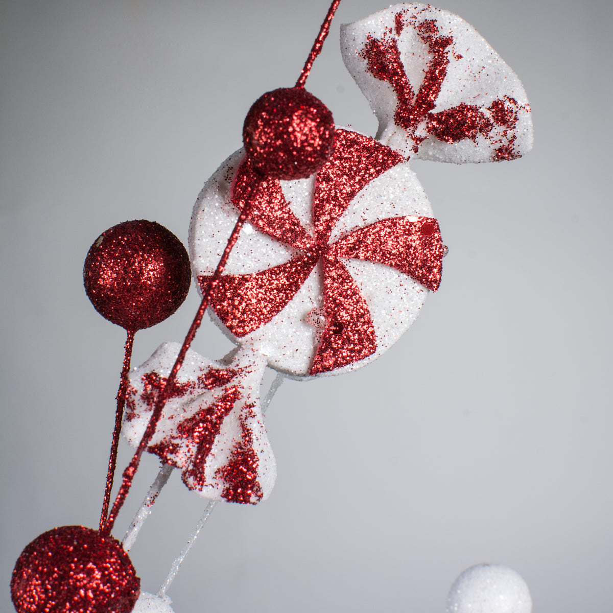 33" Glitter Peppermint Candy Spray detail photo 3