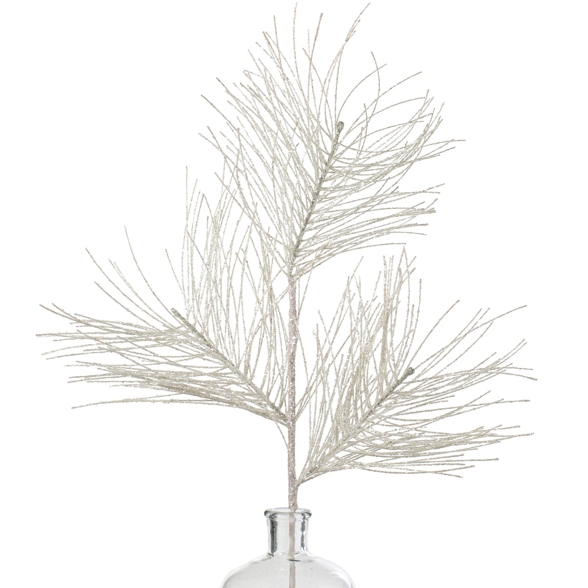 28" Glitter Pine Needle Spray: White Item Number: XS6027