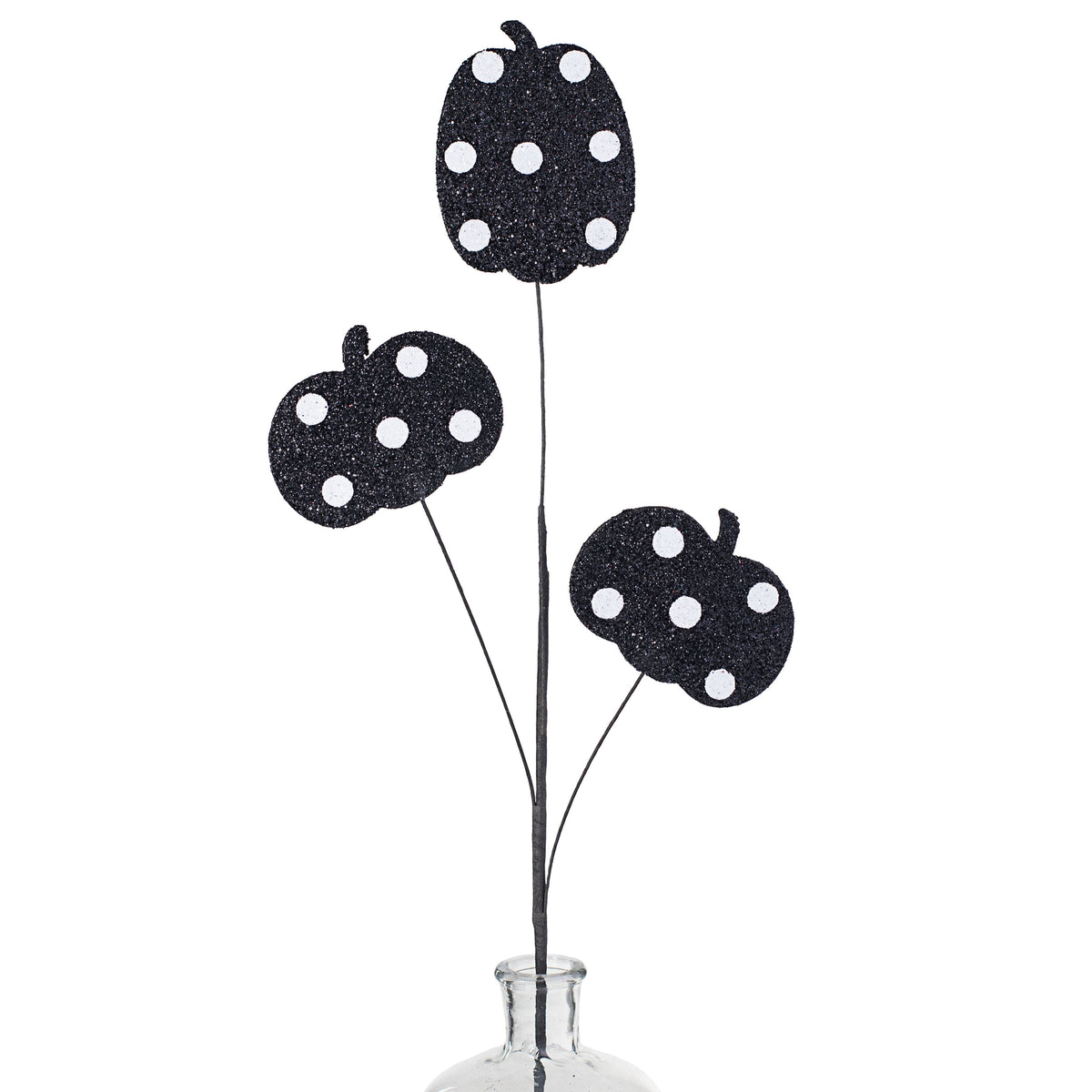 31" Glitter Polka Dot Pumpkin Spray: Black & White Item Number: HA901736