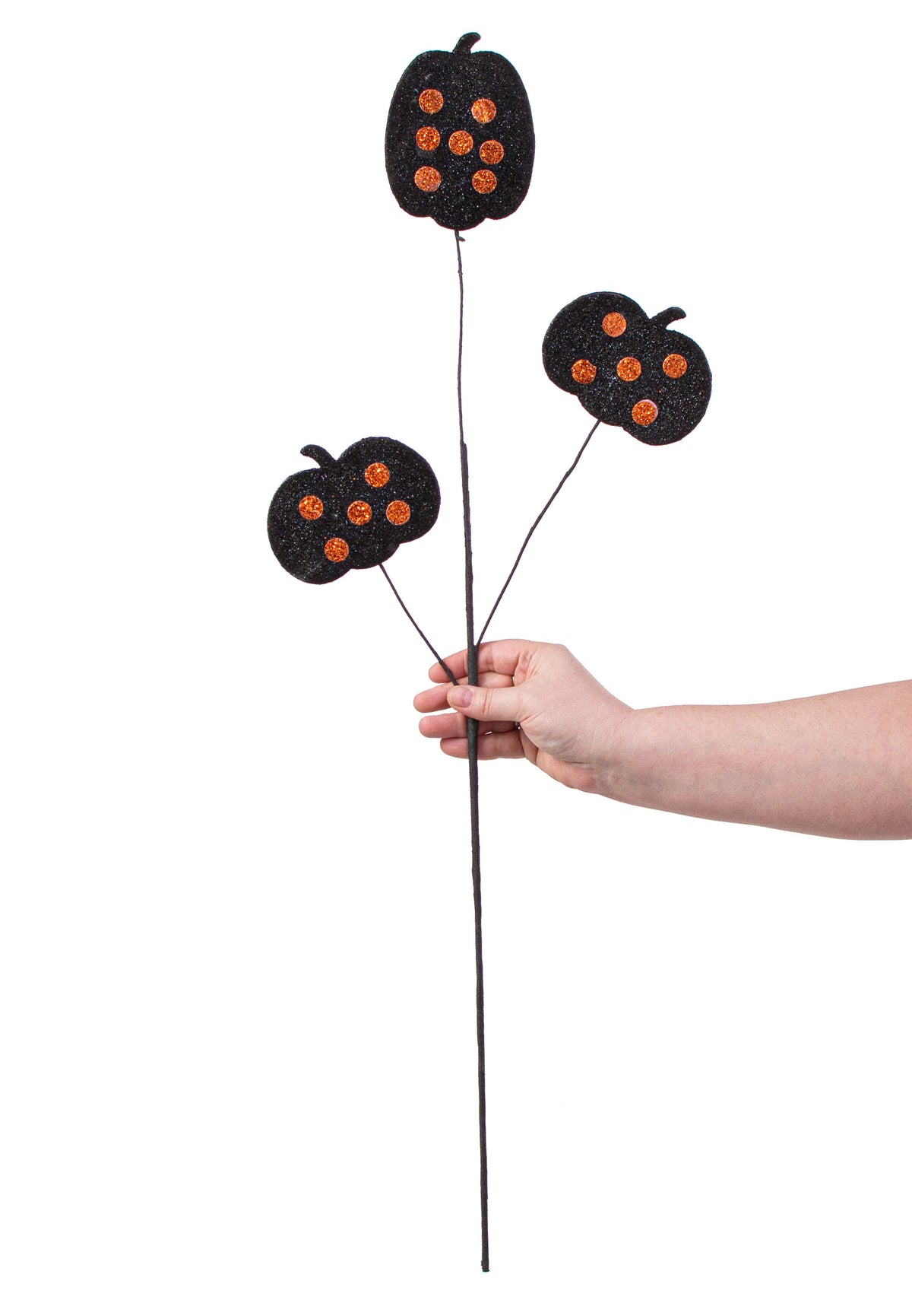 31" Glitter Pumpkin Spray: Black & Orange Polka Dot detail photo 3