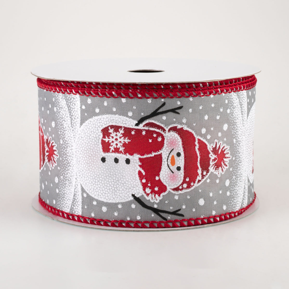 2.5" Glitter Snow Standing Snowman Ribbon: Grey (10 Yards)