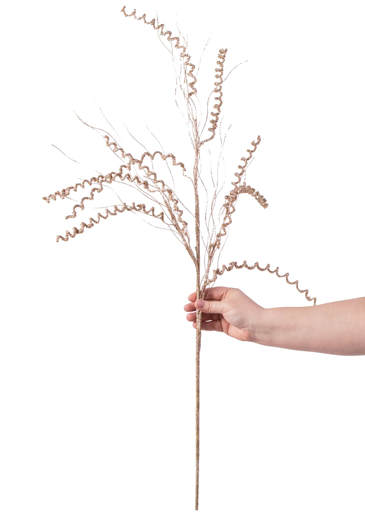 34" Glitter Spiral Grass Spray: Champagne detail photo 3