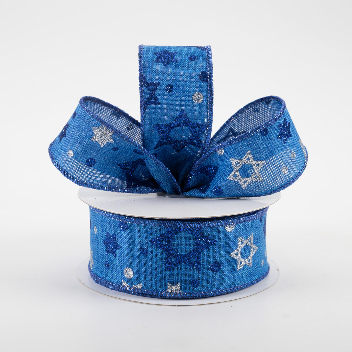 1.5" Glitter Star of David Ribbon: Royal Blue (10 Yards) Lifestyle Photo