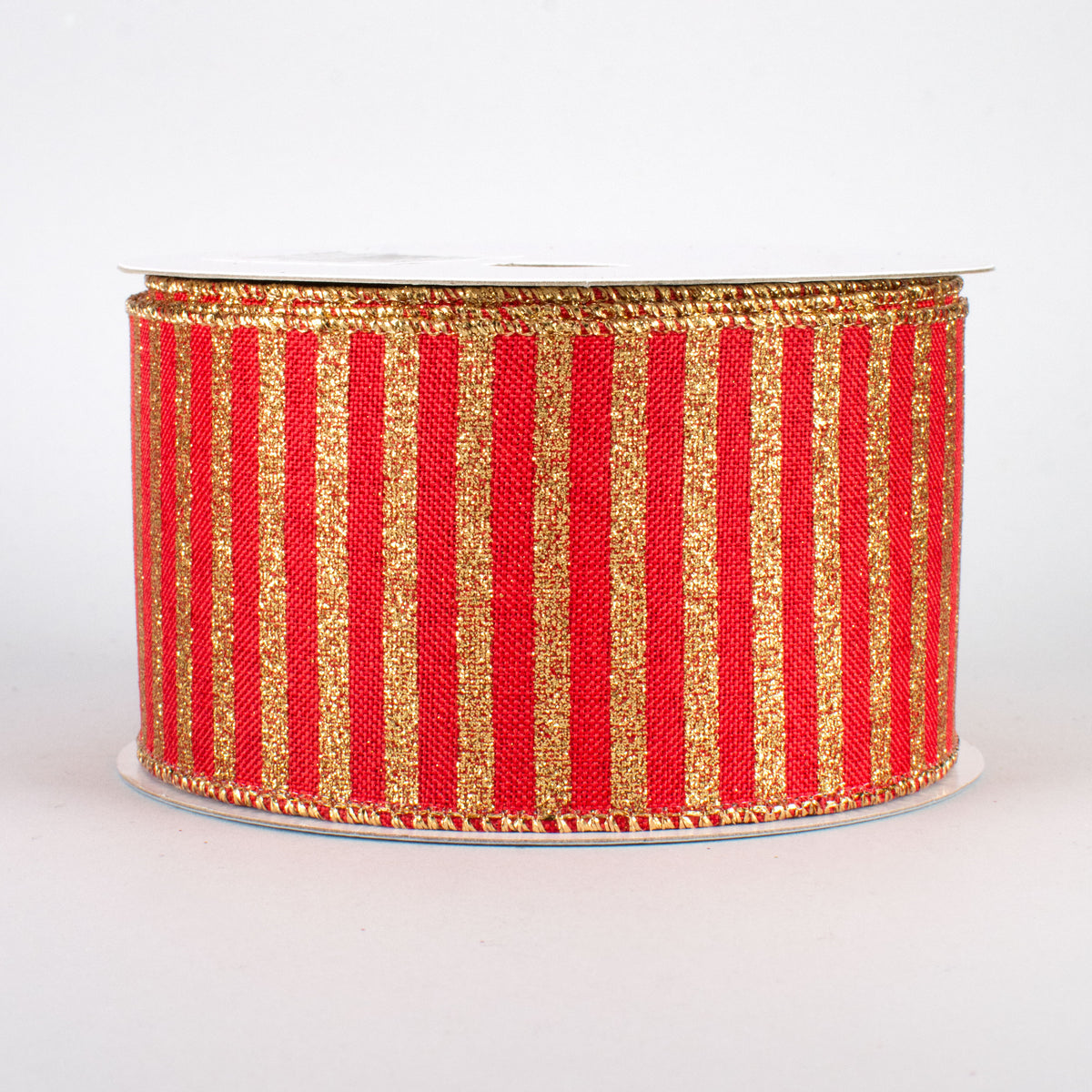 2.5" Glitter Stripe Canvas Ribbon: Red & Gold (10 Yards)
