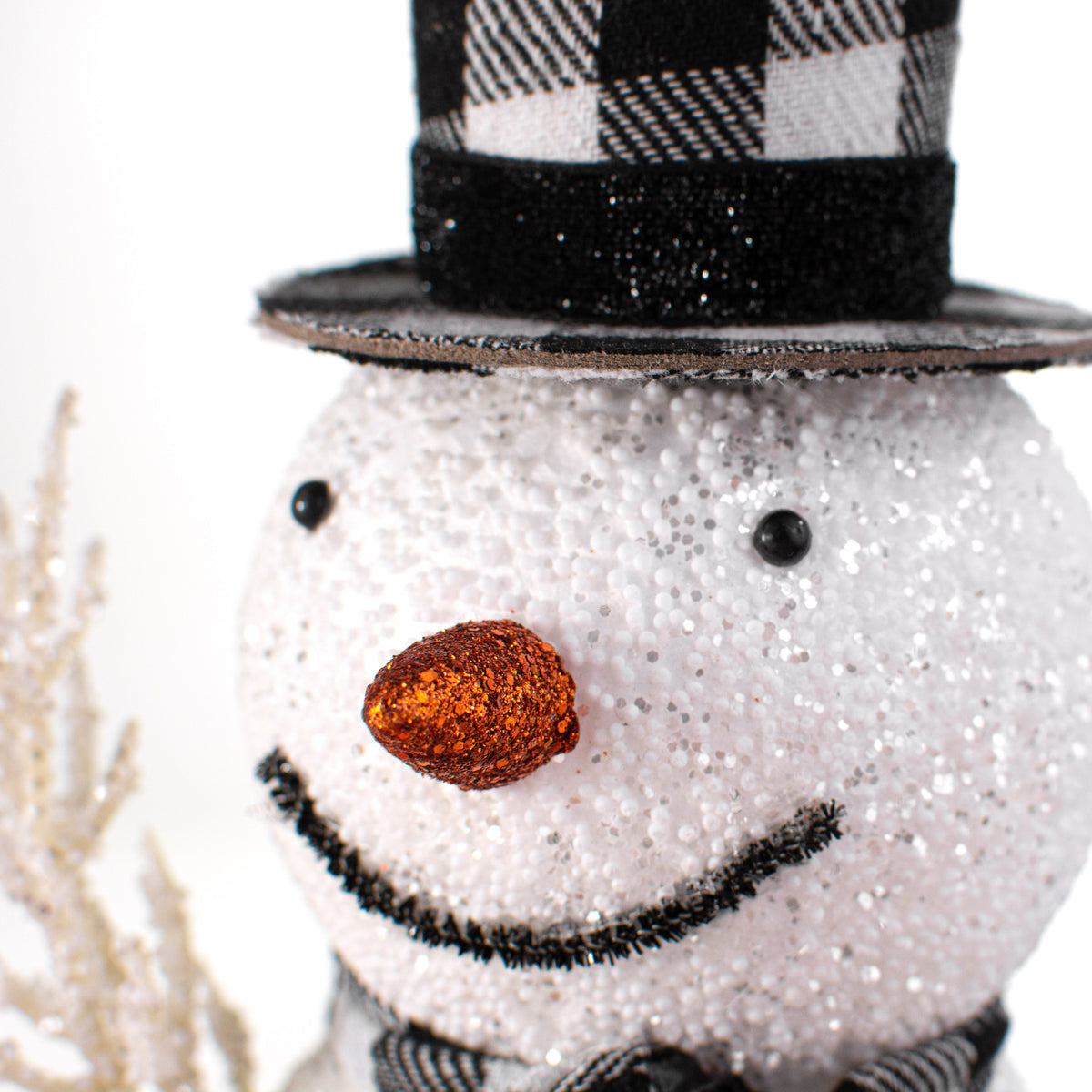 12" Glitter Styrofoam Snowman Figurine detail photo 3