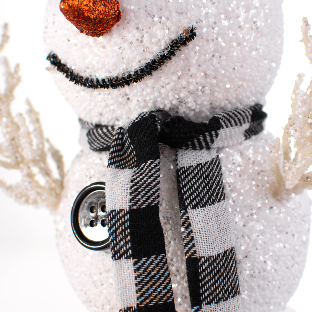 12" Glitter Styrofoam Snowman Figurine detail photo 4
