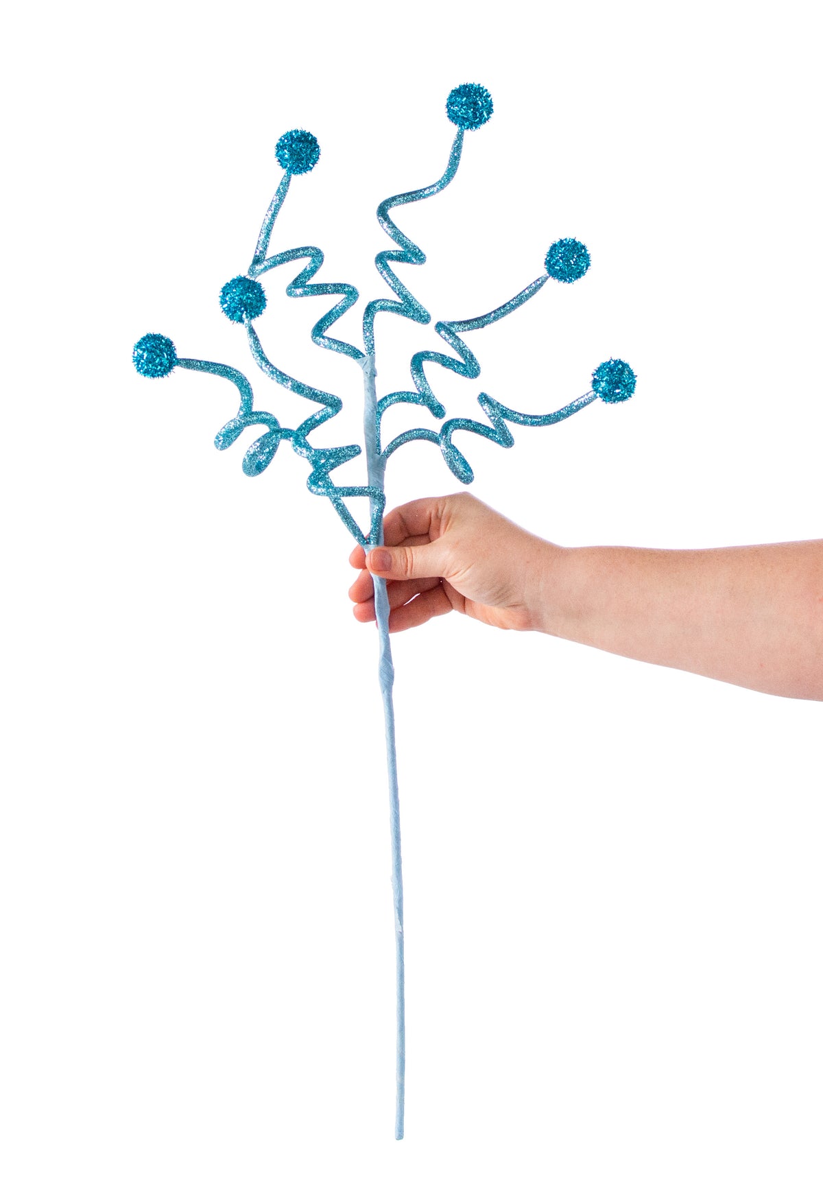 29" Glitter Swirl Ball Ornament Spray: Light Blue detail photo 3