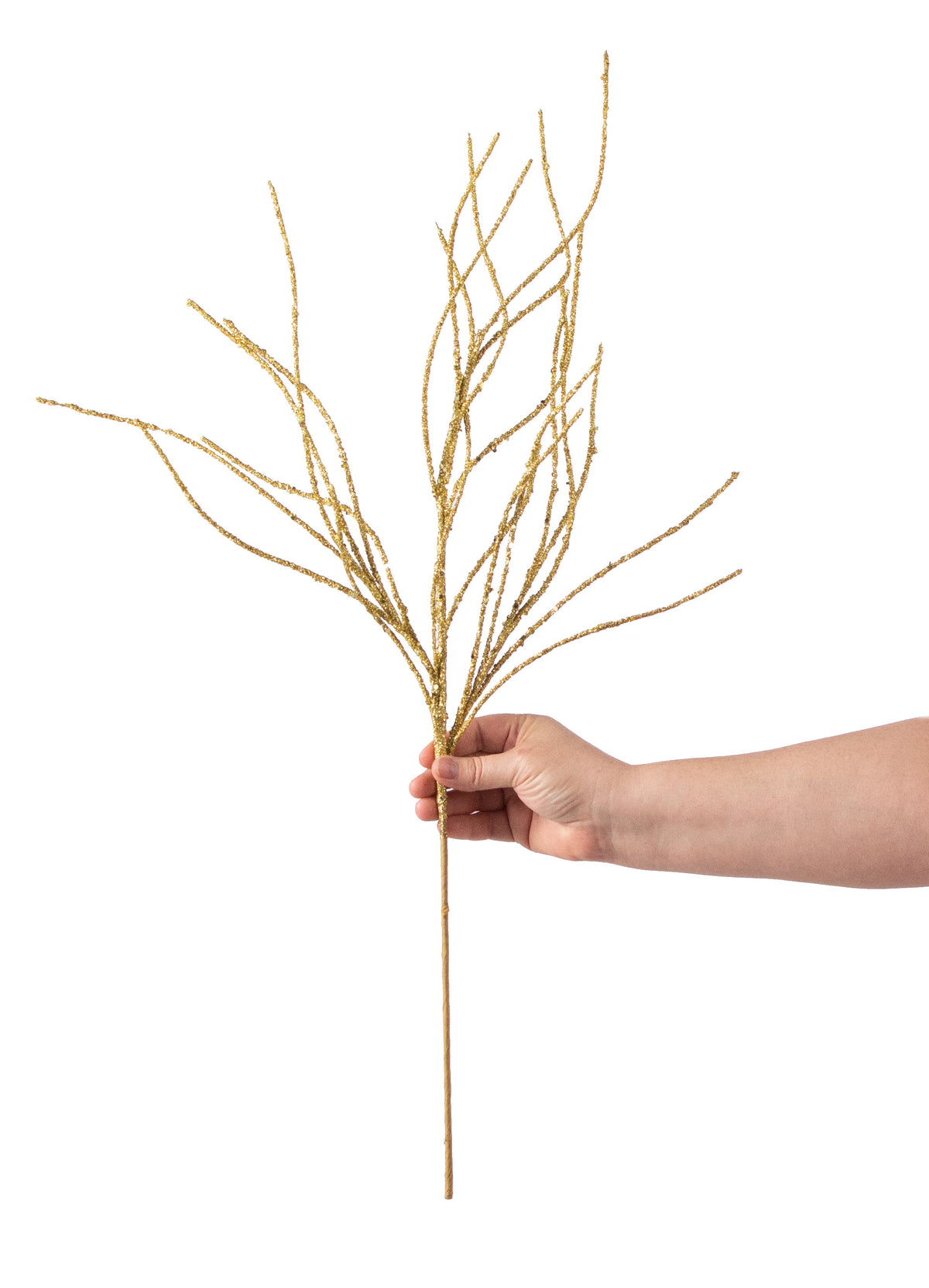 30" Glitter Twig Spray: Gold detail photo 3