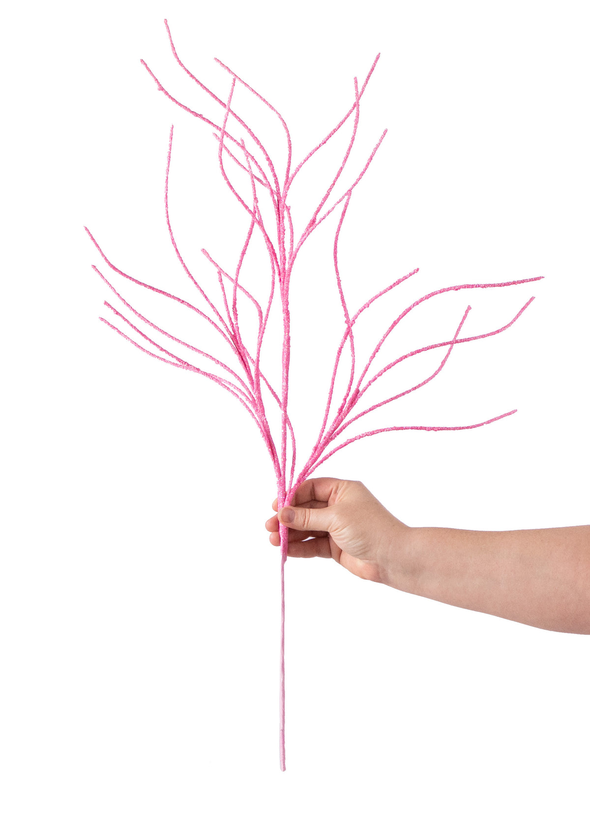 30" Glitter Twig Spray: Pink detail photo 3