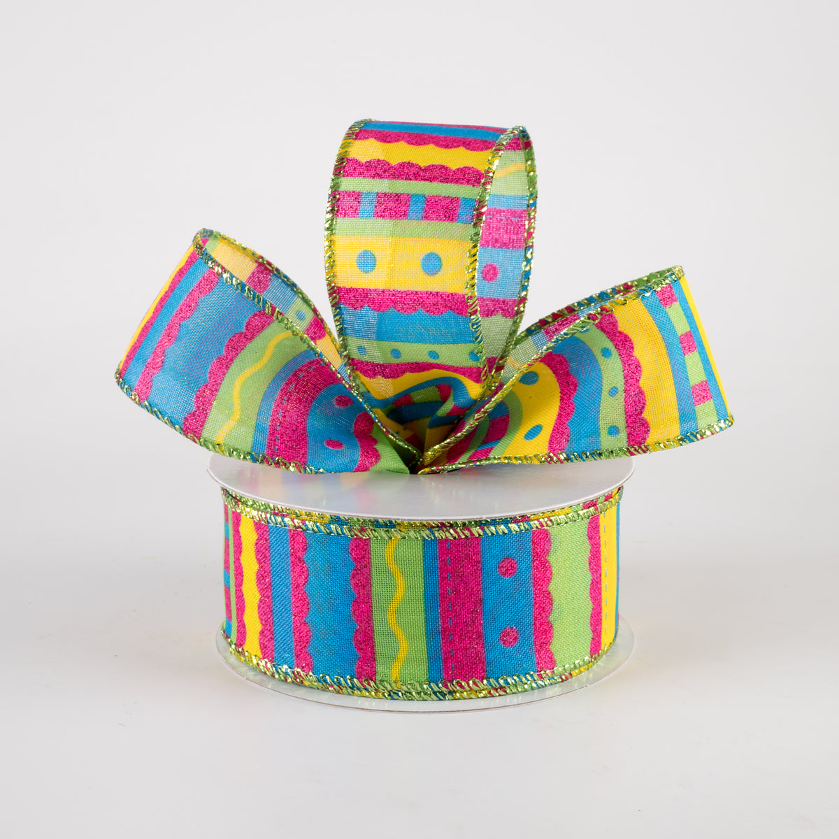 1.5" Glitter Whimsy Stripe Ribbon: Summer Fun (10 Yards) Lifestyle Photo
