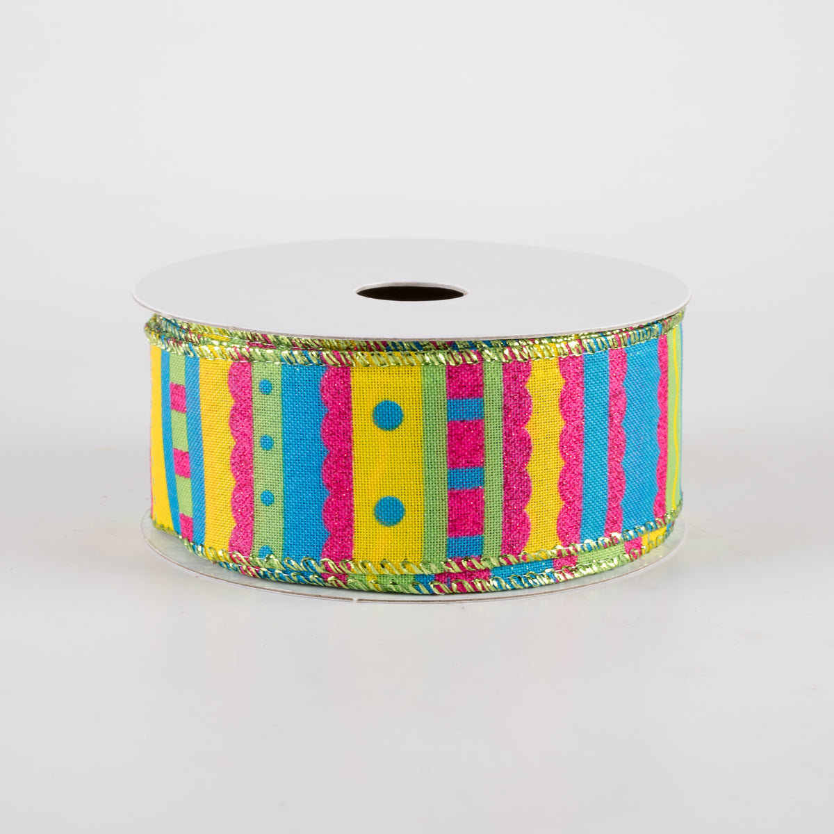 1.5" Glitter Whimsy Stripe Ribbon: Summer Fun (10 Yards)