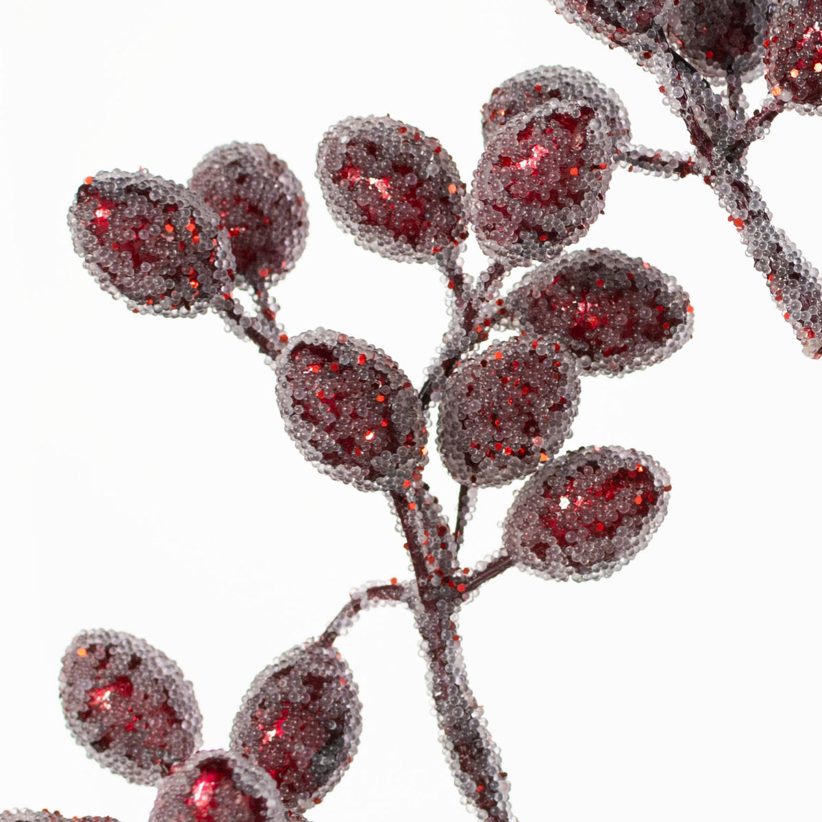 24" Glittered Beaded Berry Stem: Cranberry Red Lifestyle Photo