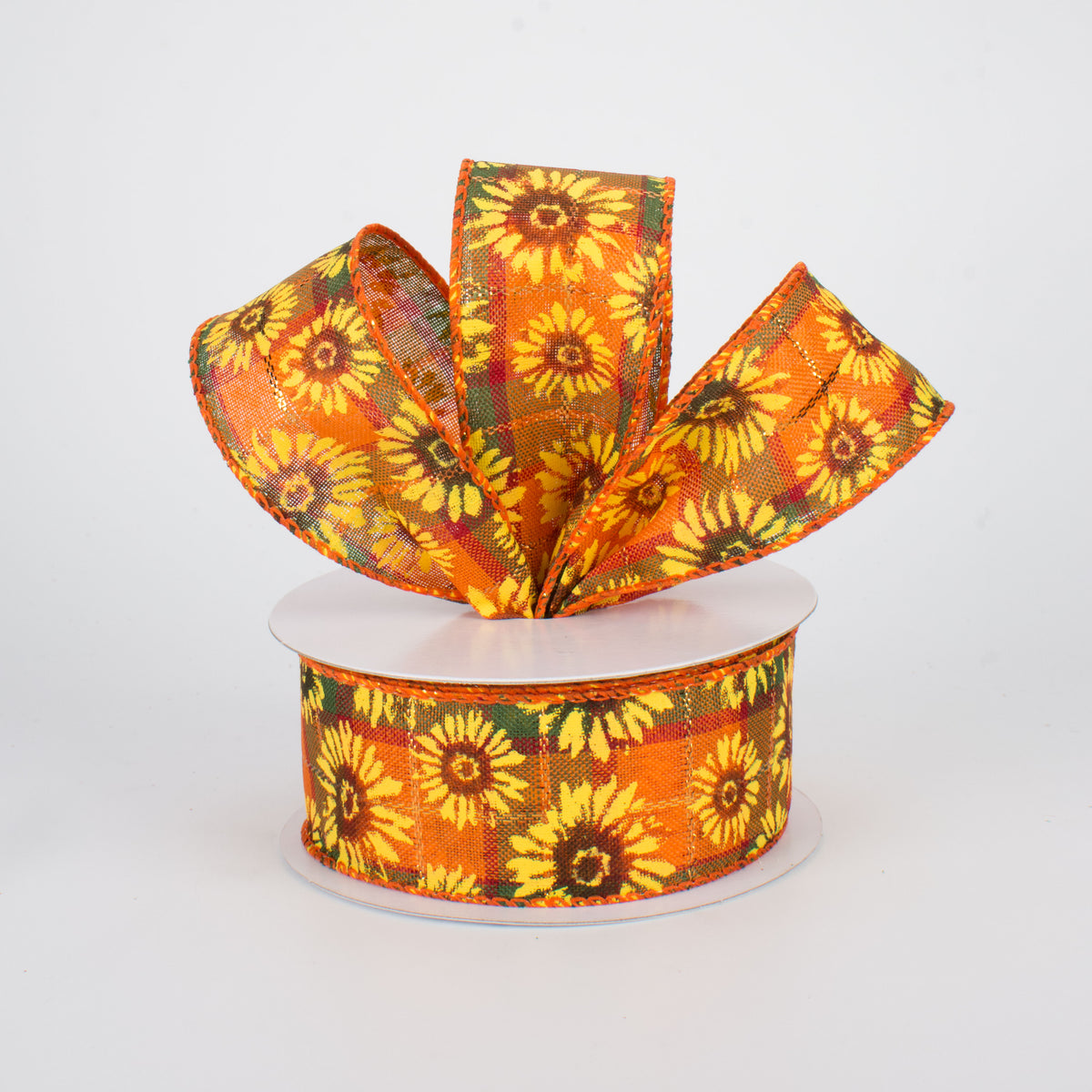 1.5" Glittered Fall Sunflower Ribbon (10 Yards) Lifestyle Photo