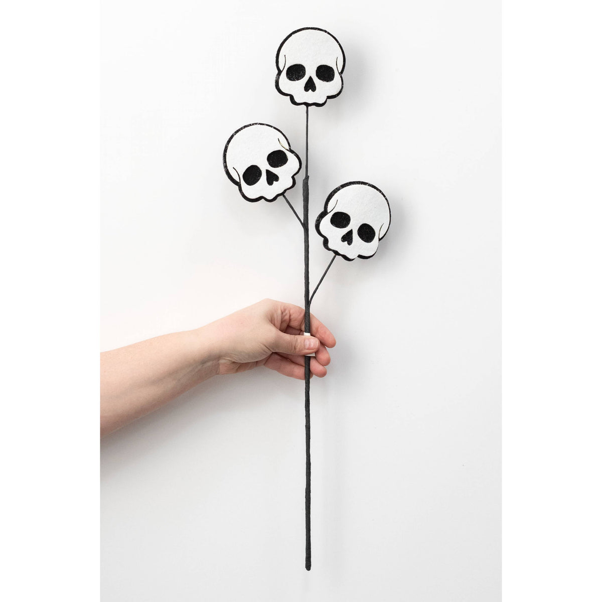 22" Glittered Felt Skulls Spray: Black & White detail photo 3