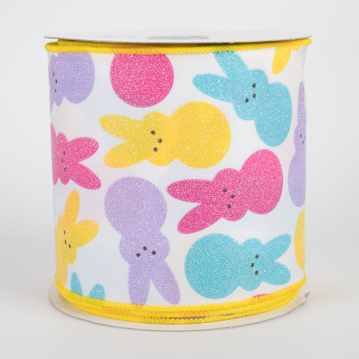 4" Glittered Marshmallow Sugar Bunnies Ribbon: Bright Pastels (10 Yards) Item Number: RGH115727