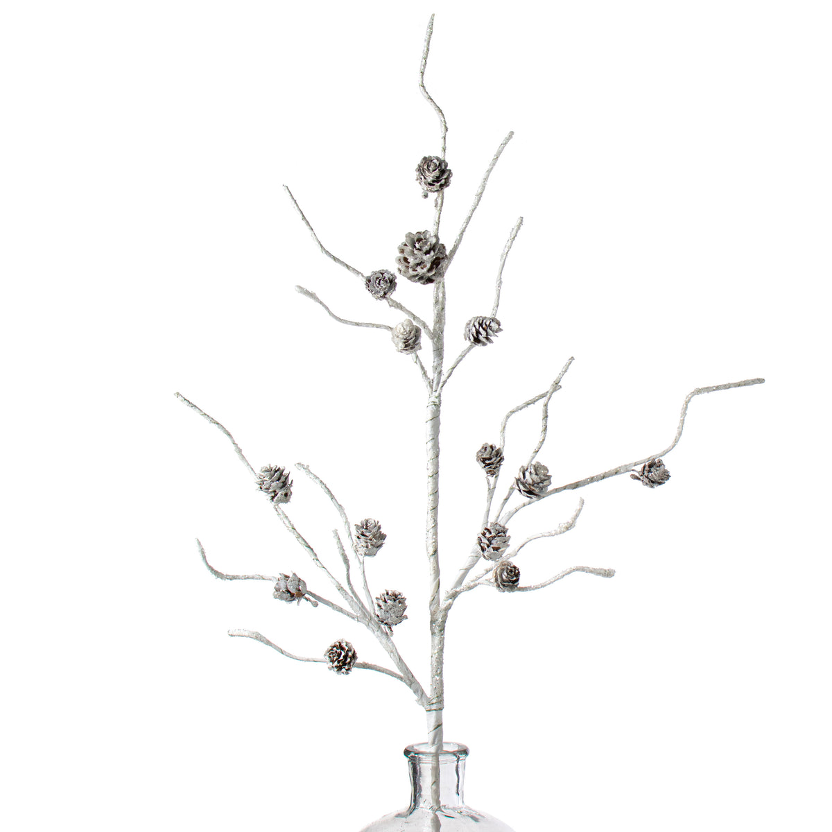 31" Glittered Mini Pinecone Birch Spray: White Item Number: XD3259